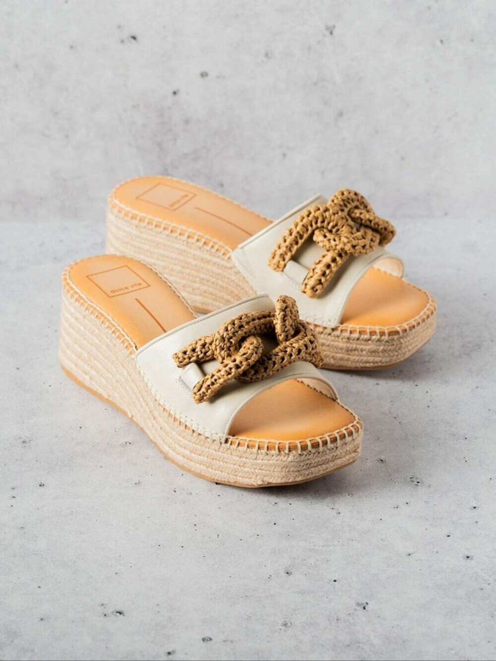 Dolce Vita Cream Narnia Espadrille Wedge Sandals with Braided Rope Accent-9.5